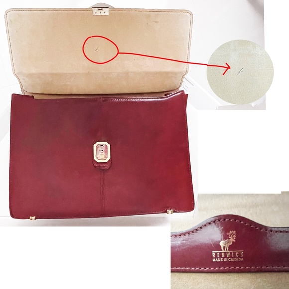 Renwick Canada Briefcase Bag Oxblood Leather Business Bag Vintage Luxe Rare - Picture 11 of 11